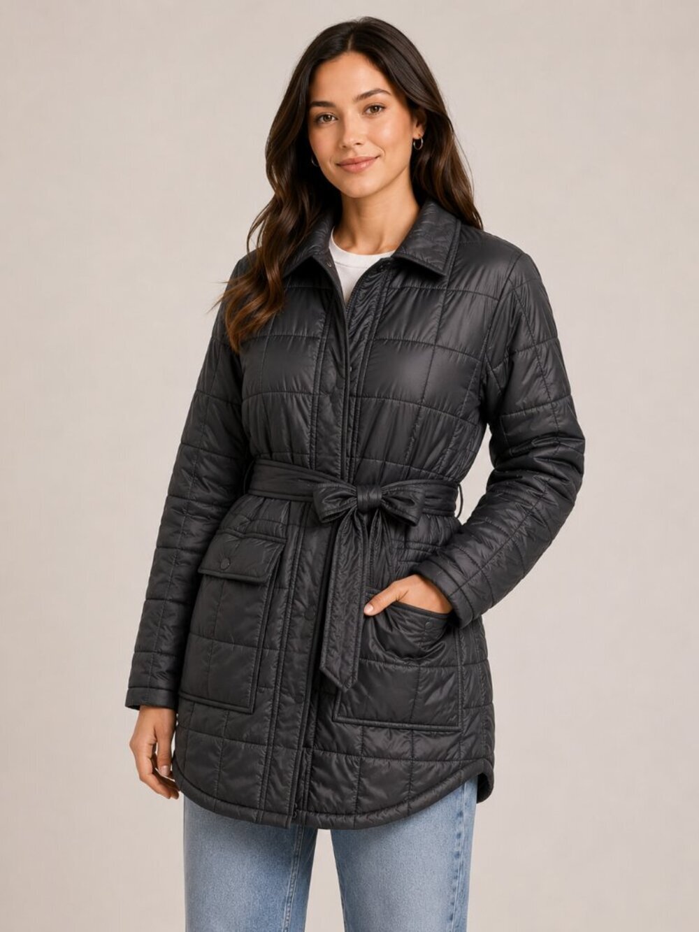 Aerie Offline Charcoal Black Quilted Puffer Jacket size M